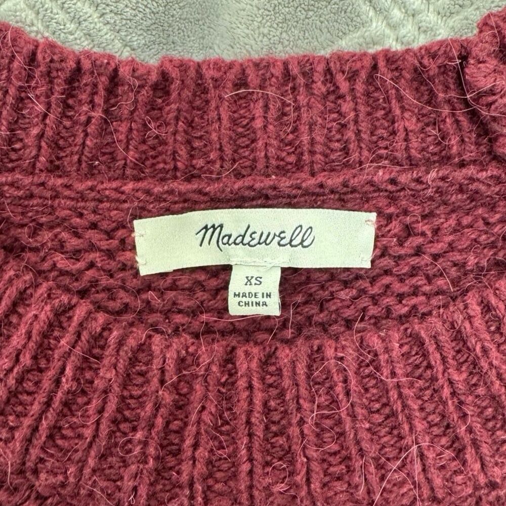 Madewell Wide-Sleeve Pullover Sweater in Hthr Maroon Size XS - Picture 7 of 9
